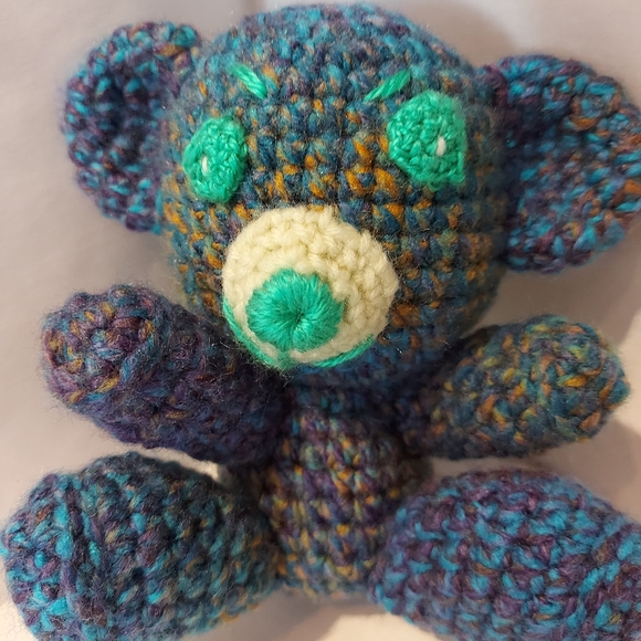 Handmade Crochet Teddy Blue Bear - Picture 7 of 8